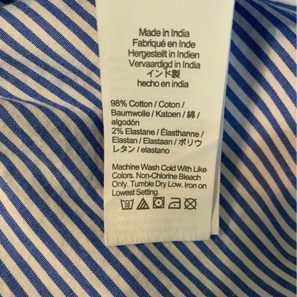 J Crew Factory Blue Pin Striped Cotton Preppy Dress Size 10 - Picture 4 of 4